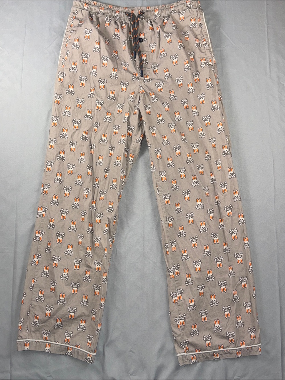 Psycho Bunny Pajama Pants Mens Large Gray Skull Bunny Print Cotton Lounge Sleep